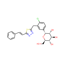 OC[C@H]1O[C@H](c2ccc(Cl)c(Cc3nnc(/C=C/c4ccccc4)s3)c2)[C@H](O)[C@@H](O)[C@@H]1O ZINC000096173909