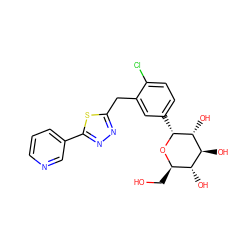 OC[C@H]1O[C@H](c2ccc(Cl)c(Cc3nnc(-c4cccnc4)s3)c2)[C@H](O)[C@@H](O)[C@@H]1O ZINC000045335691