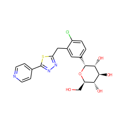 OC[C@H]1O[C@H](c2ccc(Cl)c(Cc3nnc(-c4ccncc4)s3)c2)[C@H](O)[C@@H](O)[C@@H]1O ZINC000045368288