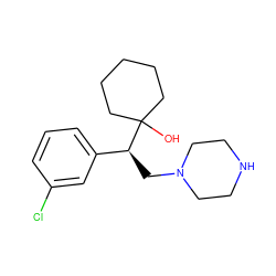 OC1([C@@H](CN2CCNCC2)c2cccc(Cl)c2)CCCCC1 ZINC000034525608