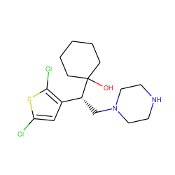 OC1([C@H](CN2CCNCC2)c2cc(Cl)sc2Cl)CCCCC1 ZINC000049090059