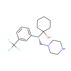 OC1([C@H](CN2CCNCC2)c2cccc(C(F)(F)F)c2)CCCCC1 ZINC000040895306