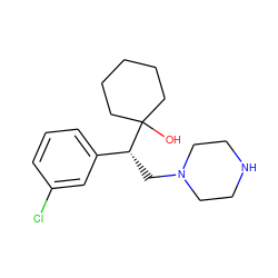 OC1([C@H](CN2CCNCC2)c2cccc(Cl)c2)CCCCC1 ZINC000034525607