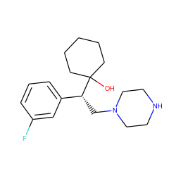 OC1([C@H](CN2CCNCC2)c2cccc(F)c2)CCCCC1 ZINC000040895295