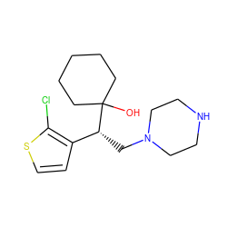 OC1([C@H](CN2CCNCC2)c2ccsc2Cl)CCCCC1 ZINC000049087546