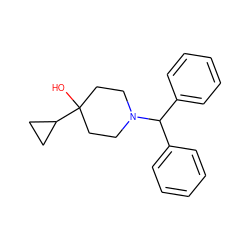 OC1(C2CC2)CCN(C(c2ccccc2)c2ccccc2)CC1 ZINC000028817119