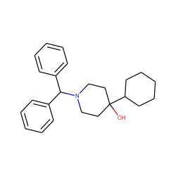 OC1(C2CCCCC2)CCN(C(c2ccccc2)c2ccccc2)CC1 ZINC000028817142