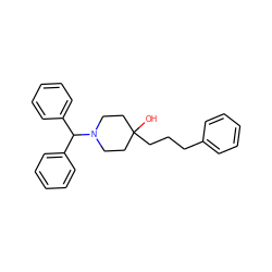 OC1(CCCc2ccccc2)CCN(C(c2ccccc2)c2ccccc2)CC1 ZINC000028817147