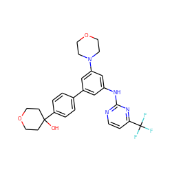 OC1(c2ccc(-c3cc(Nc4nccc(C(F)(F)F)n4)cc(N4CCOCC4)c3)cc2)CCOCC1 ZINC001772574351