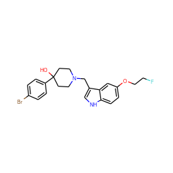 OC1(c2ccc(Br)cc2)CCN(Cc2c[nH]c3ccc(OCCF)cc23)CC1 ZINC000053229371