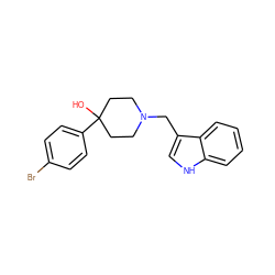 OC1(c2ccc(Br)cc2)CCN(Cc2c[nH]c3ccccc23)CC1 ZINC000023282651