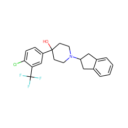 OC1(c2ccc(Cl)c(C(F)(F)F)c2)CCN(C2Cc3ccccc3C2)CC1 ZINC000026978342