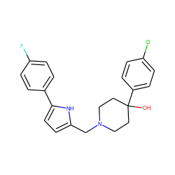 OC1(c2ccc(Cl)cc2)CCN(Cc2ccc(-c3ccc(F)cc3)[nH]2)CC1 ZINC000029568698