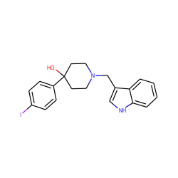 OC1(c2ccc(I)cc2)CCN(Cc2c[nH]c3ccccc23)CC1 ZINC000053244150