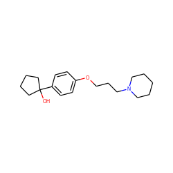 OC1(c2ccc(OCCCN3CCCCC3)cc2)CCCC1 ZINC000096258608