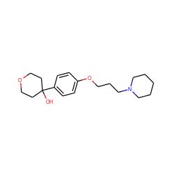 OC1(c2ccc(OCCCN3CCCCC3)cc2)CCOCC1 ZINC000096904634