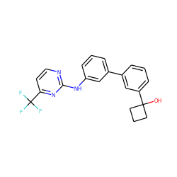 OC1(c2cccc(-c3cccc(Nc4nccc(C(F)(F)F)n4)c3)c2)CCC1 ZINC001772576352