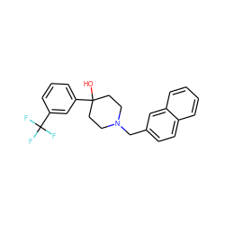 OC1(c2cccc(C(F)(F)F)c2)CCN(Cc2ccc3ccccc3c2)CC1 ZINC000013553170