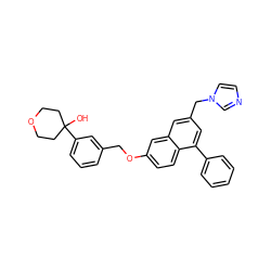 OC1(c2cccc(COc3ccc4c(-c5ccccc5)cc(Cn5ccnc5)cc4c3)c2)CCOCC1 ZINC000013759164