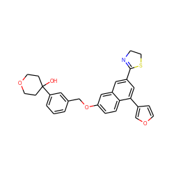 OC1(c2cccc(COc3ccc4c(-c5ccoc5)cc(C5=NCCS5)cc4c3)c2)CCOCC1 ZINC000013759170