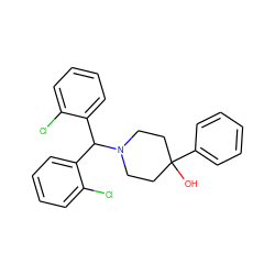 OC1(c2ccccc2)CCN(C(c2ccccc2Cl)c2ccccc2Cl)CC1 ZINC000028708220