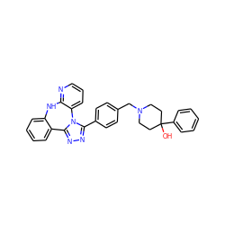 OC1(c2ccccc2)CCN(Cc2ccc(-c3nnc4n3-c3cccnc3Nc3ccccc3-4)cc2)CC1 ZINC000096174010