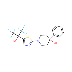 OC1(c2ccccc2)CCN(c2ncc(C(O)(C(F)(F)F)C(F)(F)F)s2)CC1 ZINC000064539822