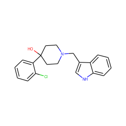 OC1(c2ccccc2Cl)CCN(Cc2c[nH]c3ccccc23)CC1 ZINC000028878176