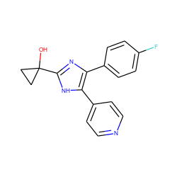 OC1(c2nc(-c3ccc(F)cc3)c(-c3ccncc3)[nH]2)CC1 ZINC000008536507