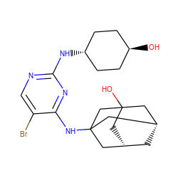 OC12C[C@H]3C[C@@H](C1)CC(Nc1nc(N[C@H]4CC[C@H](O)CC4)ncc1Br)(C3)C2 ZINC000253664491