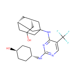 OC12C[C@H]3C[C@@H](C1)CC(Nc1nc(N[C@H]4CC[C@H](O)CC4)ncc1C(F)(F)F)(C3)C2 ZINC000261174970