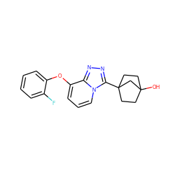 OC12CCC(c3nnc4c(Oc5ccccc5F)cccn34)(CC1)C2 ZINC000098207960