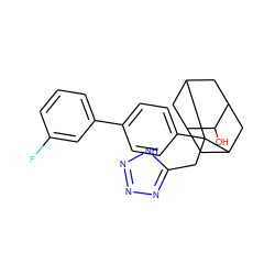 OC1C2CC3CC1CC(C2)C3(Cc1nnn[nH]1)c1ccc(-c2cccc(F)c2)cc1 ZINC000103233299