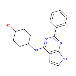 OC1CCC(Nc2nc(-c3ccccc3)nc3[nH]ccc23)CC1 ZINC000044672349