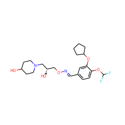 OC1CCN(C[C@@H](O)CO/N=C/c2ccc(OC(F)F)c(OC3CCCC3)c2)CC1 ZINC000473134380