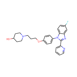 OC1CCN(CCCOc2ccc(-n3c(-c4ccccn4)nc4cc(F)ccc43)cc2)CC1 ZINC000034631108