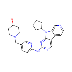 OC1CCN(Cc2ccc(Nc3ncc4c5ccncc5n(C5CCCC5)c4n3)nc2)CC1 ZINC000117683800