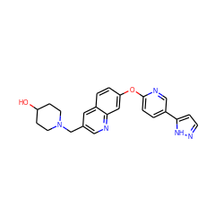 OC1CCN(Cc2cnc3cc(Oc4ccc(-c5ccn[nH]5)cn4)ccc3c2)CC1 ZINC000215837590