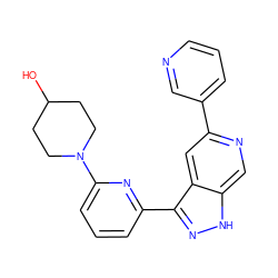 OC1CCN(c2cccc(-c3n[nH]c4cnc(-c5cccnc5)cc34)n2)CC1 ZINC000205259670