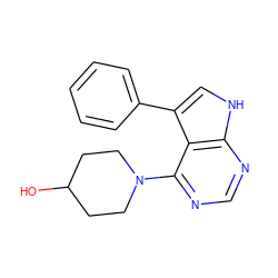 OC1CCN(c2ncnc3[nH]cc(-c4ccccc4)c23)CC1 ZINC000063298151