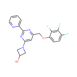 OC1CN(c2cc(COc3ccc(F)c(F)c3F)nc(-c3ccccn3)n2)C1 ZINC000653795617