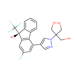 OCC(CO)(CO)n1cc(-c2cc(F)cc3c2-c2ccccc2[C@@]3(O)C(F)(F)F)cn1 ZINC000116911180