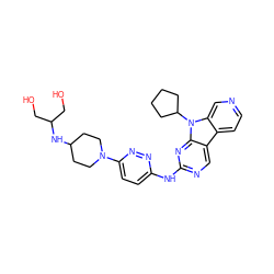 OCC(CO)NC1CCN(c2ccc(Nc3ncc4c5ccncc5n(C5CCCC5)c4n3)nn2)CC1 ZINC000169706895