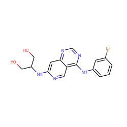 OCC(CO)Nc1cc2ncnc(Nc3cccc(Br)c3)c2cn1 ZINC000021289336