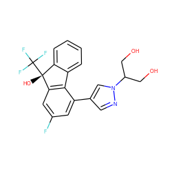 OCC(CO)n1cc(-c2cc(F)cc3c2-c2ccccc2[C@@]3(O)C(F)(F)F)cn1 ZINC000116910668