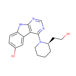 OCC[C@H]1CCCCN1c1ncnc2[nH]c3ccc(O)cc3c12 ZINC000221382785