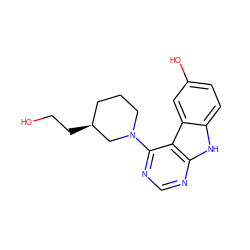 OCC[C@H]1CCCN(c2ncnc3[nH]c4ccc(O)cc4c23)C1 ZINC000221383773