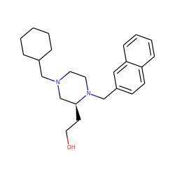 OCC[C@H]1CN(CC2CCCCC2)CCN1Cc1ccc2ccccc2c1 ZINC000169310661