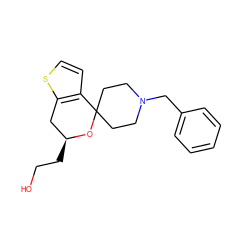 OCC[C@H]1Cc2sccc2C2(CCN(Cc3ccccc3)CC2)O1 ZINC000084757461