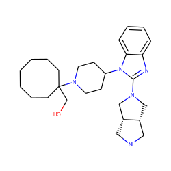 OCC1(N2CCC(n3c(N4C[C@@H]5CNC[C@@H]5C4)nc4ccccc43)CC2)CCCCCCC1 ZINC000066112460